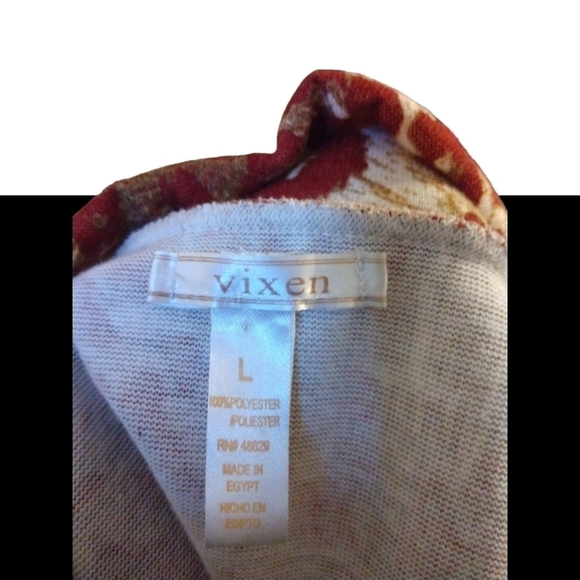 Vixen Crossbody Drape Burgundy/ Cream Animal Print Cap Slve Business Casual L - Picture 7 of 8